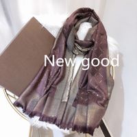 Wholesale 7 Color womens scarves mens senior wool G shawls Fashion Gold wire tourism soft Designer luxury gift long printing four seasons Scarf CM