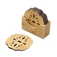 Discount wood coaster set Mats & Pads Handcraft Bamboo For Drinks Natural Wood Coasters Set Of 5 Eco-Friendly Modern