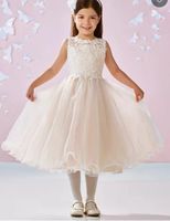 Wholesale Most Lovely Flower Girls Dresses Jewel Ankle Length Tulle Appliques Lace Girls Dress Keyhole Back First Communicate Party Gowns