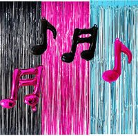 Wholesale Theme Birthday Decorations Party Po Backdrop Fuchsia Black Teal Foil Curtains Music Note Balloons For Decoration