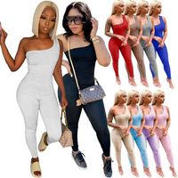 Wholesale One Shoulder Fitness Rompers Womens Jumpsuit Streetwear Inclined Sleeveless Bandage Outfit Fashion Backless Club Clothing