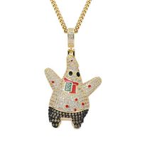 Wholesale Iced Out Cubic Zirconia Cartoon Character Necklace Sier Gold Plated Stainls Steel Men Women Hip Hop Jewelry Chain Necklac