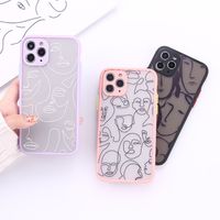 Wholesale Abstract Line art painting Phone Cases Face Lines Clear Retro Pattern Soft Case Luxury Designer Cover for iPhone PLUS XR X MAX PRO