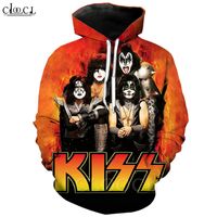 Wholesale 2020 New Style Heavy Metal Rock KISS Band Hoodies Men Women D Print Long Sleeve Hooded Sweatshirt Coat Casual Couples Pullovers