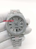 Wholesale Best quality full Diamond Watches silver Stainless Steel Watch diamonds dial with Diamond Strap Automatic mens Wristwatch mm