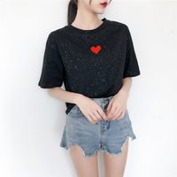 Wholesale 2021 Summer New Knitted Ice Silk Korean Fashion T shirt Women s Short Sleeve Loose Large Size Shiny Sequin Top