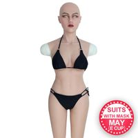 Wholesale Women s Shapers Silicone Breast Forms Fake Boobs Lift Hips Artificial Latex Mask Whole Body Suits With Arms For Crossdresser Shemale Drag Qu