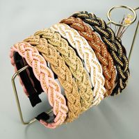 Wholesale Elegant Gold Color Chain Twisted Headband Vintage PU Leather Braided Hairband Girl Party Hair Accessories Tiara Bezel