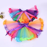 Wholesale 6 color Kids Clothing Rainbow skirts mesh Tutu Skirt christmas Children s dance performance baby Skirt Party Decoration T2I52149
