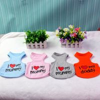 Wholesale Pet Love Mommy Vest Dog Apparel Puppy Summer Loves Apparels Teddy Dogs Like MY Dad Mom Clothing WY1265
