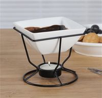 Wholesale Ceramic Melting Oven White Porcelain Fondue Set With Black Iron Tealight Burner And Wmtqxe Zdet Tools V2