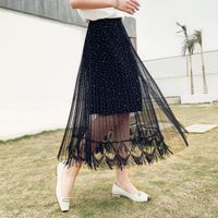 Wholesale Skirts Fire Sequined Pleated Skirt Women Summer Long Tulle Tutu Fairy Patchwork Sequins Hem Layers Mesh With Linning