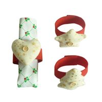 Wholesale Packaging Dinner Service Fashion Christmas Tree Snowflake Printed Ring Table Serviette Holder Napkin Decor