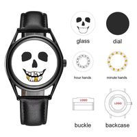 Wholesale Wristwatches FB81002 Personalize Women Watches Black Leather Strap Miyota Movt Skull Design Your Own Custom Image Watch Unisex