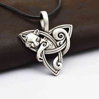 Wholesale Necklace Star same style Men s Large Viking Jewelry Fox Triquetra Fenrir Animal Teen Wolf Irish Celtics Knot Pendant Amulet Ct526