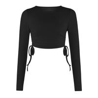 Wholesale Women s T shirt Tops Tees short jacket new autumn and winter irregular slim side drawstring long sleeve