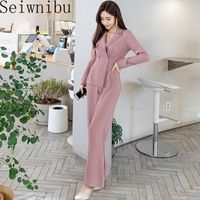Wholesale Women s Jumpsuits Rompers Solid Double breasted Notched Collar Waistline Fashion Jumpsuit Going Out Elegant Office Lady Long Sleeve Women
