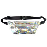 Wholesale Waist Bags Fashion Women Double Zipper Hologram Laser Bag Shiny Neon Fanny Pack Punk Reflective Bum Travel Purse