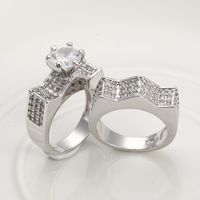 Wholesale Wedding Rings Boho Female Silver Finger Ring Crystal Zircon Stone Set Promise Bridal Engagement For Women Jewelry Gift