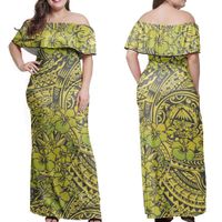 Wholesale Samoa Tribal Design Polynesian New Print Fabrics Hibiscus Long Dress Summer Wear New Fashion Women Plus Size Clothing Dr3RRX