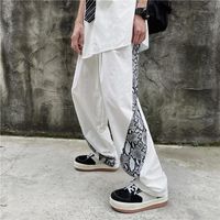 Wholesale Men s Pants Leopard Patchwork Straight For Men Spring Summer Casual Loose Joggers Trousers Vintage Hip Hop Street Male Clothing