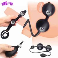 Wholesale NXY Anal toys Built in Steel Ball Vibrator Inflatable Anal Plug Cock Ring Prostate Massager Adult Sex Toys For Men Penis Women Vaginal Dilator