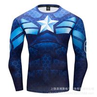 Wholesale 3D printed USA team long sleeve tight sports men s T shirt quick drying clothes