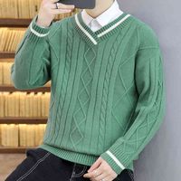 Wholesale Twisted Hand Crocheted men s long sve casual thick sweater fashion