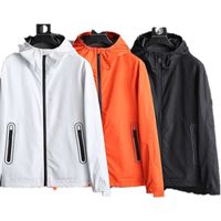 Wholesale Men s Jackets Spring and autumn hooded Mo fashion brand coat outdoor windbreaker sunscreen suit waterproof pocket black orange white yellow