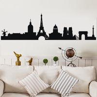 Wholesale Wall Stickers Paris City Silhouette Eiffel Tower Decals Skyline Living Room Bedroom Background Home Decoration LL2325