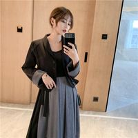 Wholesale Work Dresses This Store Will Fat MM Bigger Sizes The Little Women s Winter Jackets By Net Yarn Splicing Two piece Dress