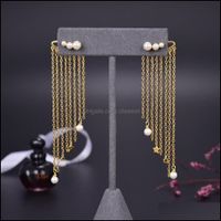 Wholesale Jewelry2022 Charm Pearl Earrings With Tassel Letter Diamonds For Women Party Wedding Lovers Gift Jewelry Engagement Bride Drop Delivery