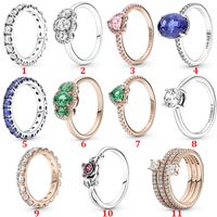 Wholesale 2021 Christmas Winter Ring Sterling Silver Sparkling Row Eternity Rings For Women Three Stone Vintage Vinta Solitaire Ring Anillos Jewelry C01 C01
