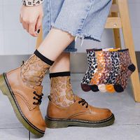 Wholesale Spring And Summer Thin Crystal Socks Breathable Mesh Tube Leopard Silk Sexy Women s Glass Stockings Men s