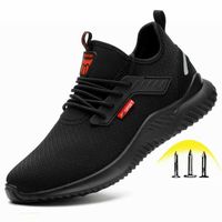 Wholesale Indestructible Shoes Men Safety Work Shoes with Steel Toe Cap Puncture Proof Boots Lightweight Breathable Sneakers Dropshipping