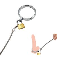 Wholesale Nxy Cockrings Male Ball Scrotum Stretcher Metal Penis Lock Cock Ring Chain Sm Bondage Restraint Delay Ejaculation Bdsm Sex Toy for Man