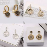 Wholesale K Gold Plated Luxury Brand Designers Letters Stud D Geometric Exaggerate Classic Women Hearts Crystal Rhinestone Pearl Earring Wedding Party Jewerlry