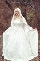 Wholesale Retro Gothic Black Full Lace Ball Gown Wedding Dresses With Flare Long Sleeves Vintage Victorian Masquerade Ivory Bridal Gowns Cloak Autumn Winter Bride Dress