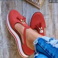 Wholesale 2021 summer designer sandals tassel platform women womens shoes car stitching round wedge heel