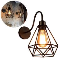 Wholesale Wall Lamps Industrial Light E27 Base Wire Cage Style Vintage Lights Black Sconce Fixture For Headboard Bedroom Cafe Shop