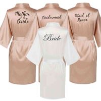 Wholesale Satin Silk Robes Plus Size Wedding BathRobe Bride Bridesmaid Dress Gown Women Clothing Sleepwear Maid of Honor Rose Gold