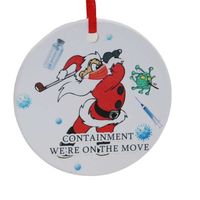 Wholesale Multi Printed Family Quarantine Cards Christmas Ornament Funny XmasTree Hanging Charms Home Party Decor Ceramic Circle Star Shape Greeting Plate Pendant H81X4R8