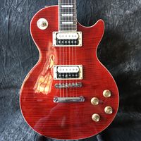Wholesale Top quality GYLP3069 Transparent Red color LP Electric Guitar solid body with flame maple top pearl inlay ebony fretboard maple neck strings OEM