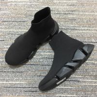 Wholesale 2021 Top Quality Shoes Black grey Speed Trainer Casual Shoses Man Women Socks Boots With Box Srtech Knit Race Runner Sneakers Height Increasing