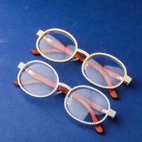 Wholesale 2021 Fashion Men Glasses Frame Women Eyeglasses Round Clear Lens Glasses Iced Out Cubic Zirconia Hip Hop Rock Sunglasses