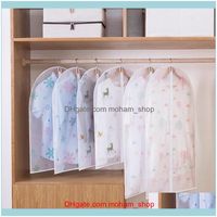 Wholesale Boxes Bins Housekeeping Organization Home Gardencute Pattern Transparent Wardrobe Coat Storage Clothes Dust Hanging Bag Clear Garment Suit