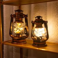Wholesale Strings Holiday Lighting LED Night Light Retro Kerosene Vintage Lantern Battery Table Lamp Bedside Hanging For Home Bedroom Decor