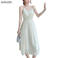 Wholesale Summer Women Dresses Casual Short Sleeve Chiffon Lace Elegant Lady Dress Fashion Slim Vintage Wedding White Dress
