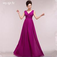 Wholesale Party Dresses QNZL90 Custom V neck Chiffon Purple Blue Wine Red Long Lace Up Evening Adult Dress Prom Gown Women Cloth