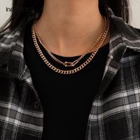 Wholesale Chains IngeSight Z Set Kpop Link Pendant Necklace Punk Multi Layered Chunky Miami Curb Cuban Chain Choker Jewelry